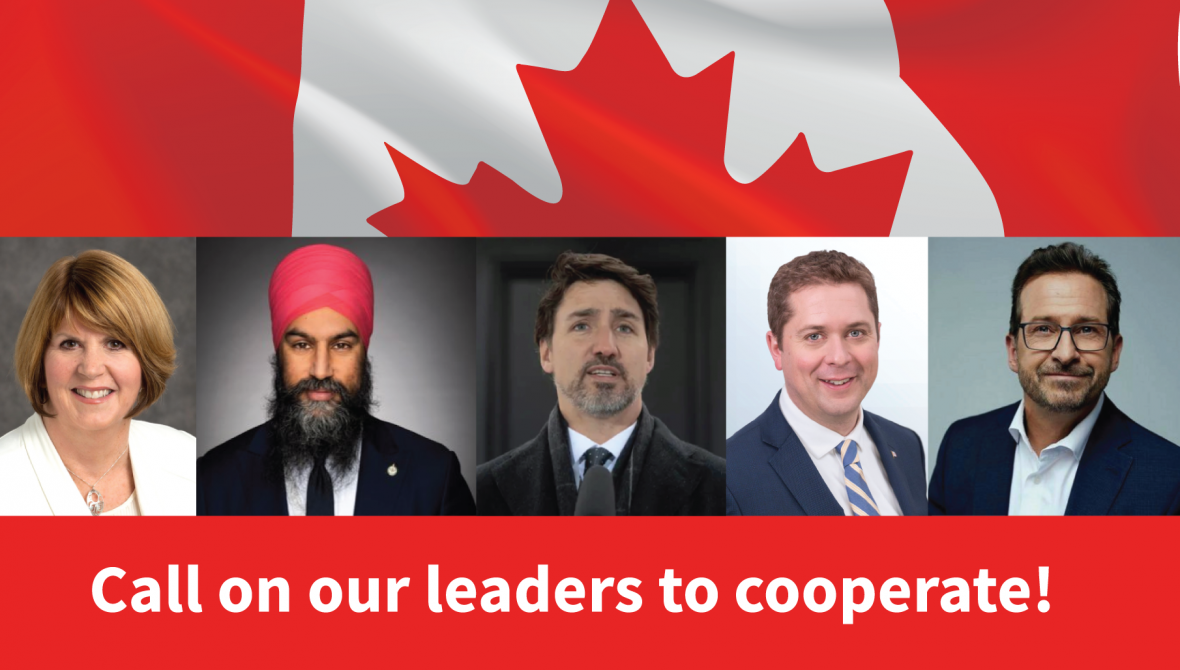 Five Party Leaders Under a Canadian Flag